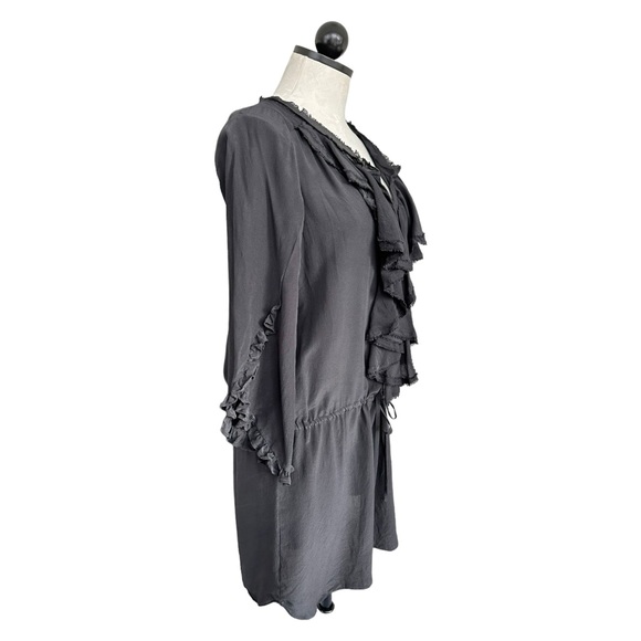 Rebecca Taylor 100% Silk Mini Dress Ruffle Front Tied Waist Tunic Size 0 XS - Picture 4 of 16